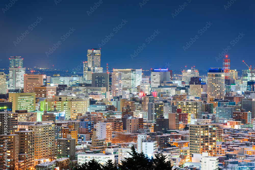 日本札幌市中心夜晚