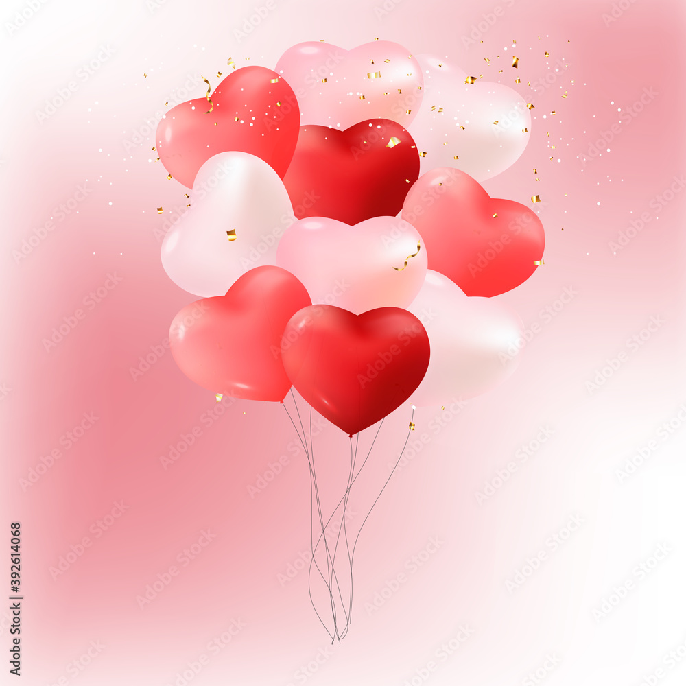 Balloons with Hearts Vector Illustration