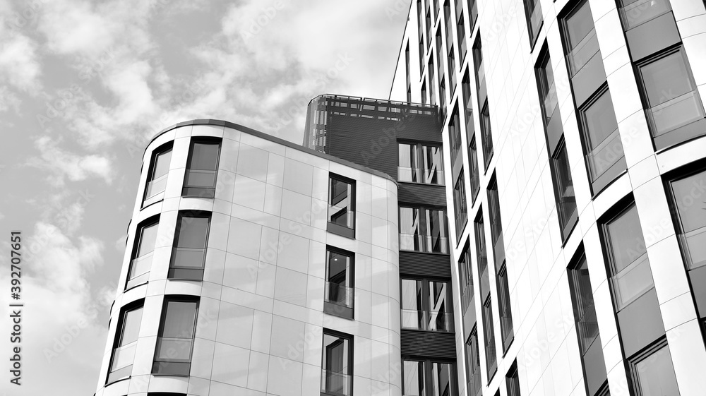 Abstract modern architecture with high contrast black and white tone. Architecture of geometry at gl