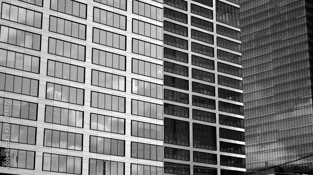 Abstract modern architecture with high contrast black and white tone. Architecture of geometry at gl