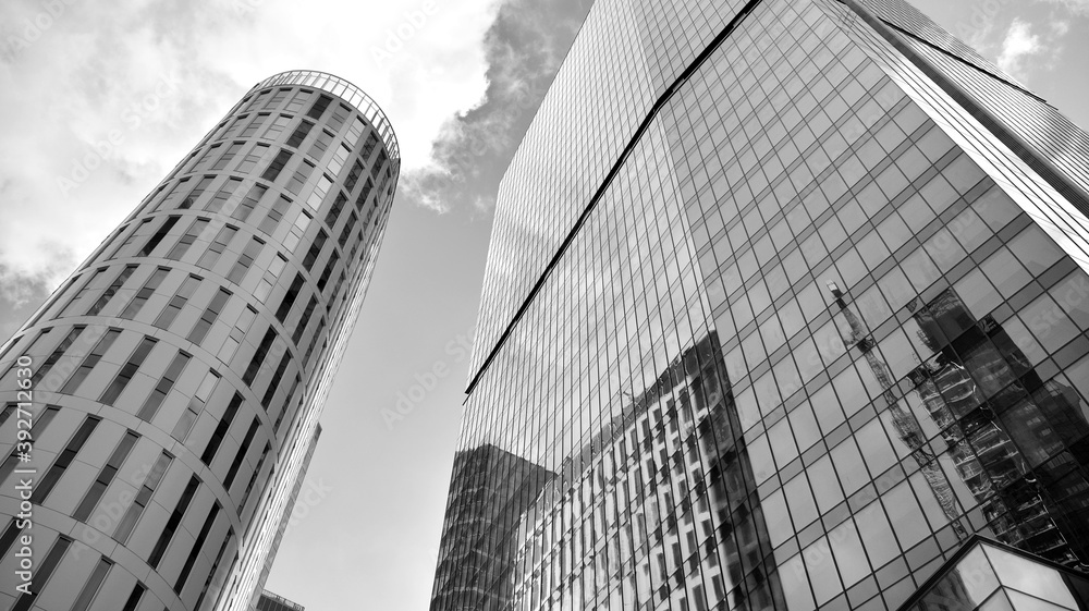 Abstract modern architecture with high contrast black and white tone. Architecture of geometry at gl