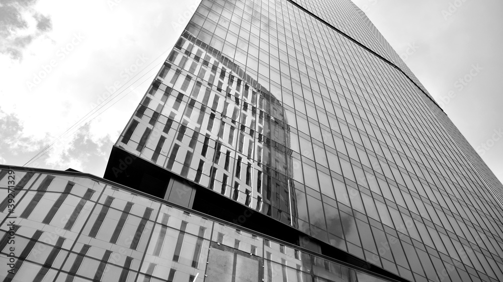 Abstract modern architecture with high contrast black and white tone. Architecture of geometry at gl