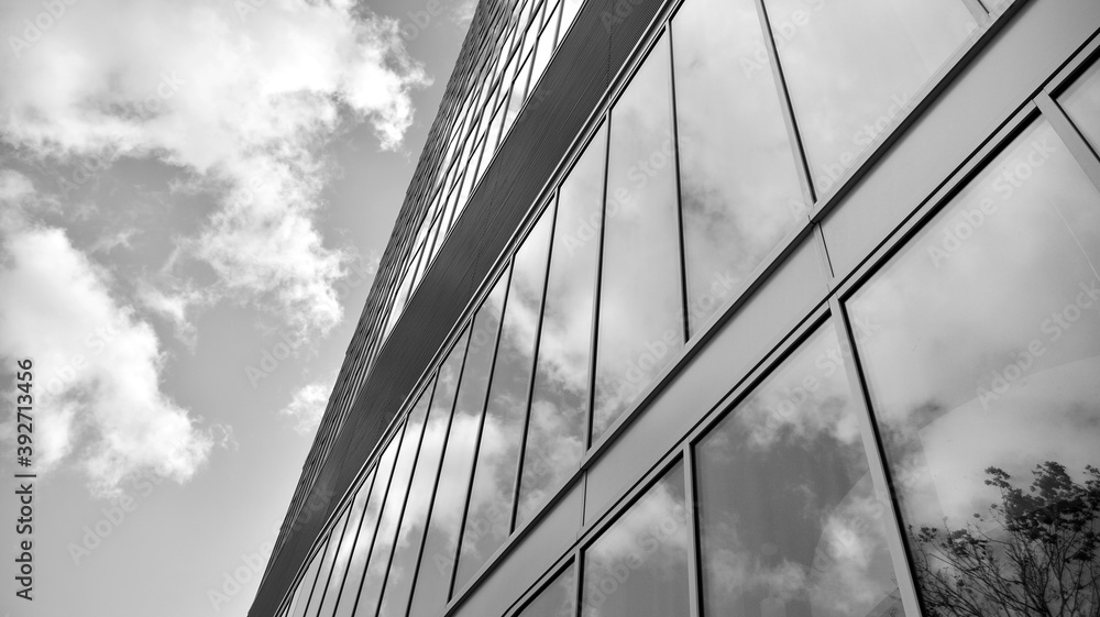 Abstract modern architecture with high contrast black and white tone. Architecture of geometry at gl