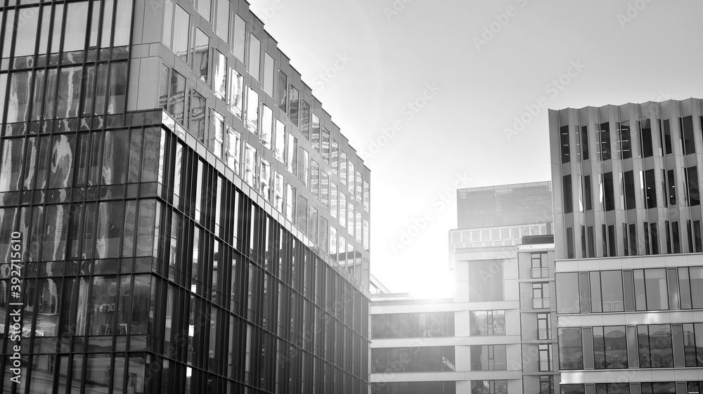 Abstract modern architecture with high contrast black and white tone. Architecture of geometry at gl