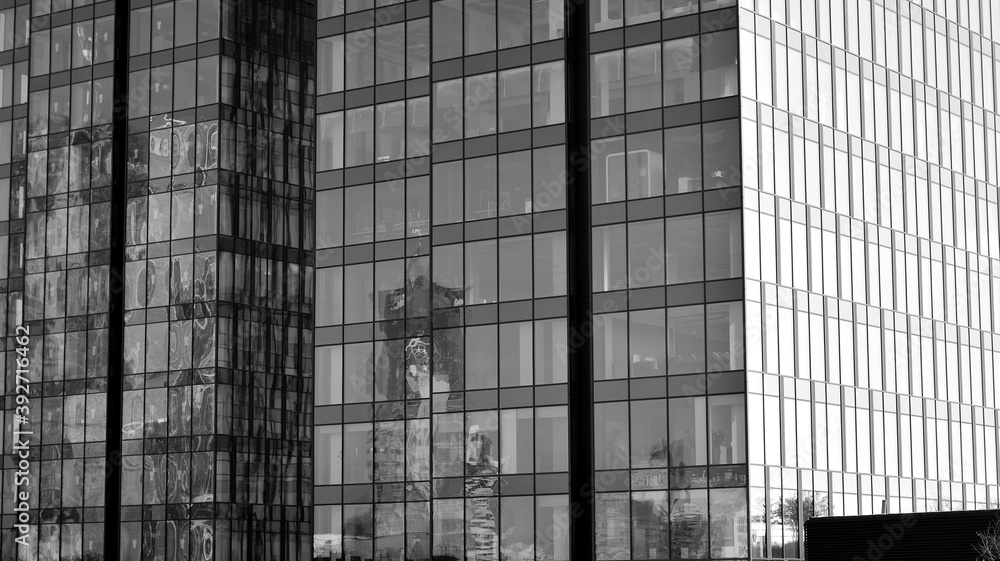 Abstract modern architecture with high contrast black and white tone. Architecture of geometry at gl