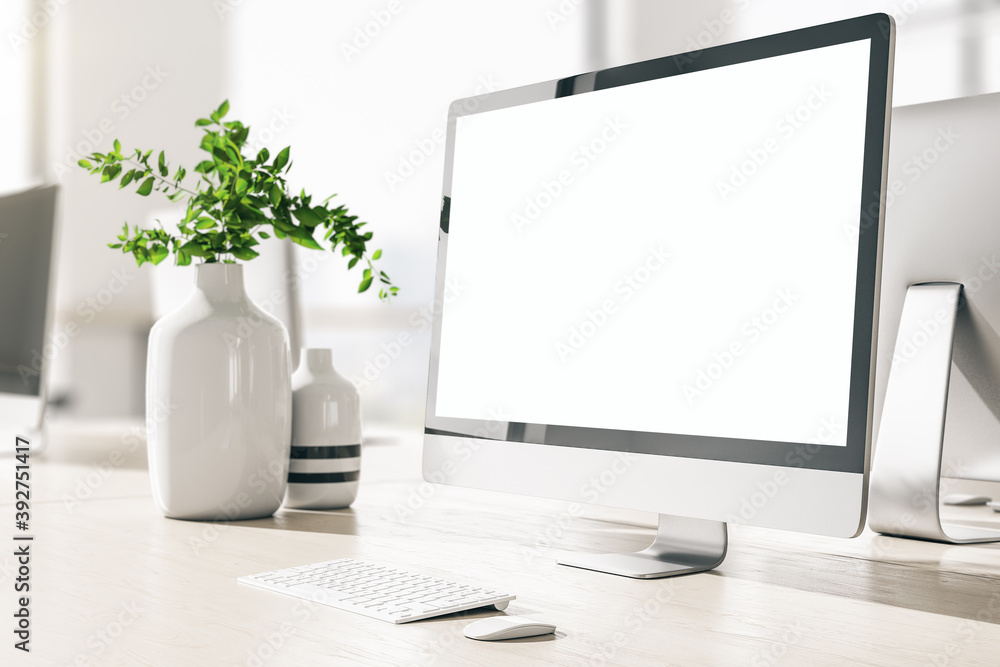 Contemporary office with computer on table