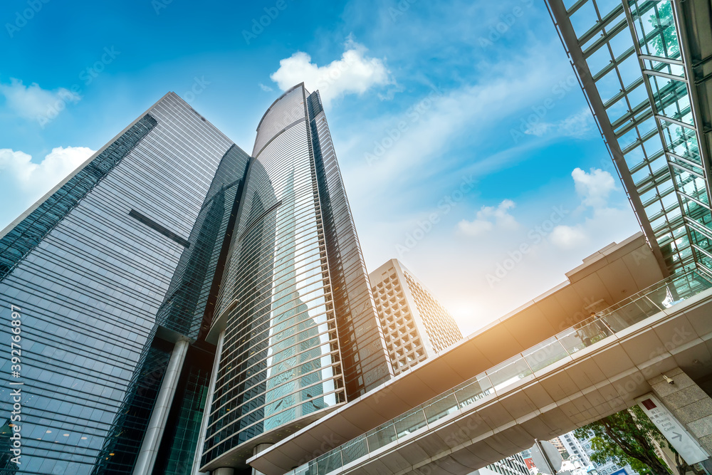 Street View of Hong Kong and glass of skyscrapers