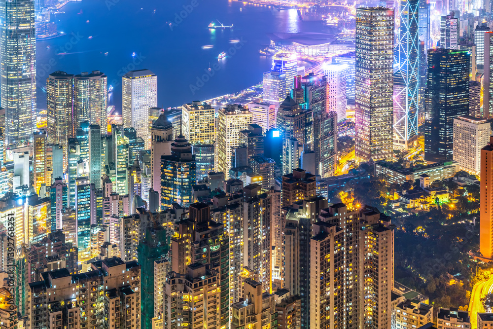 香港建筑景观天际夜景