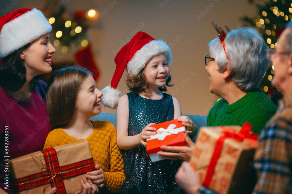 family celebrating Christmas