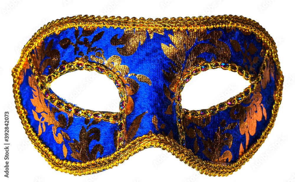 A blue isolated carnival mask on the white background.
