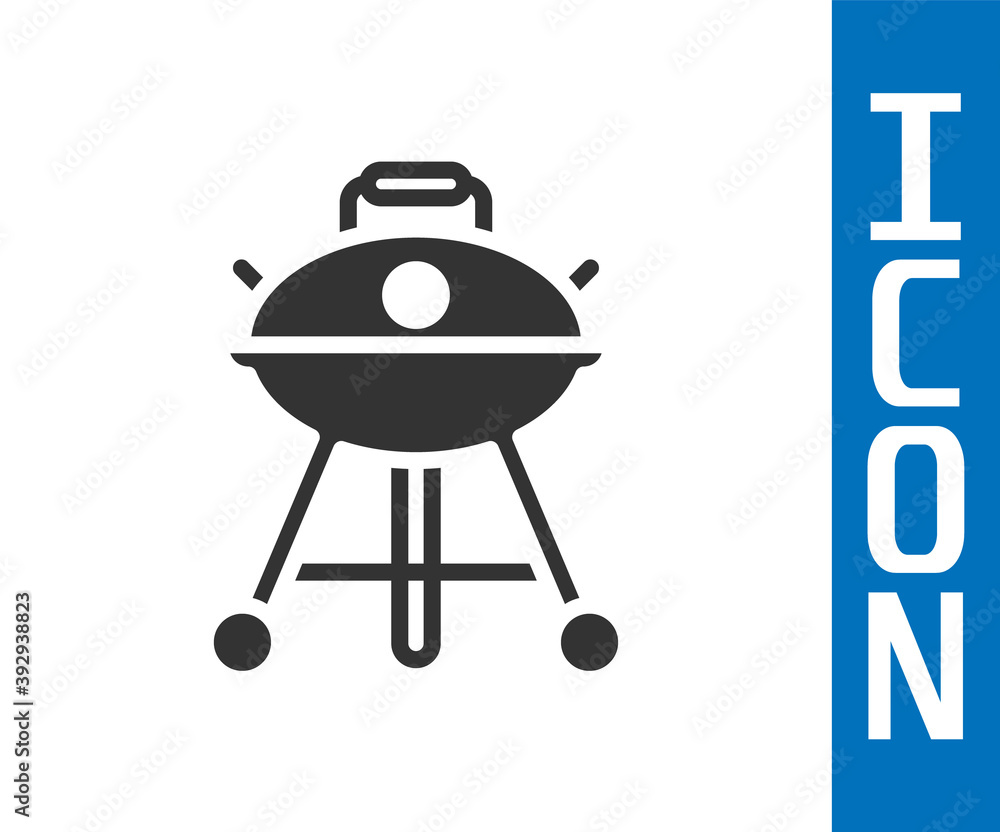 Grey Barbecue grill icon isolated on white background. BBQ grill party. Vector.