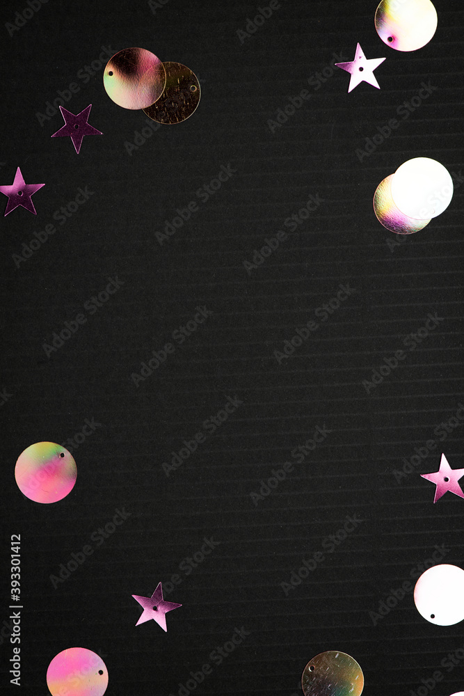 Festive metallic glitter black background