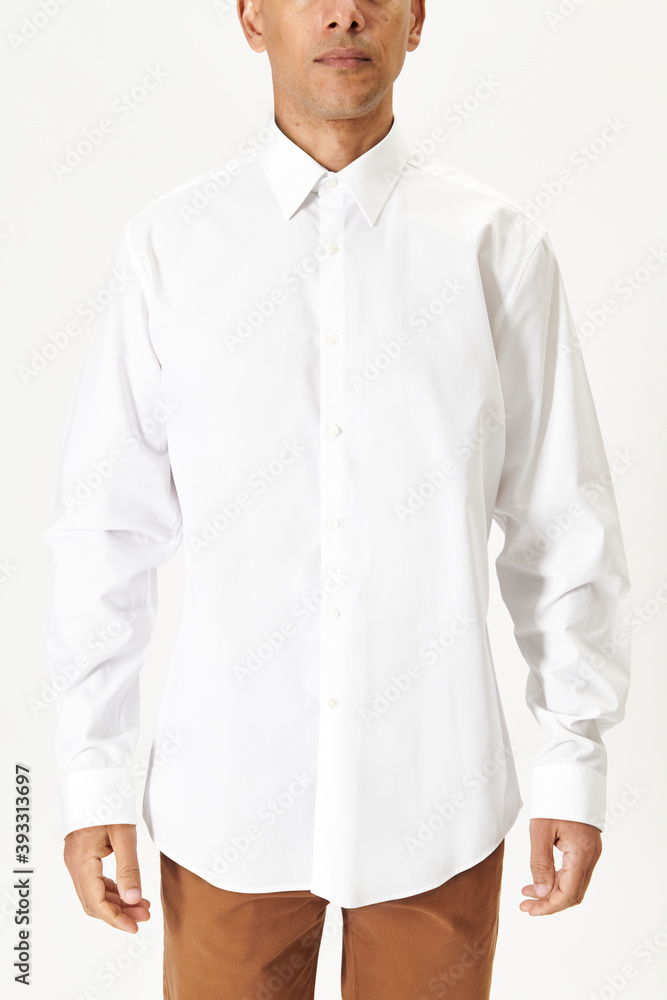 Man in a minimal white shirt mockup