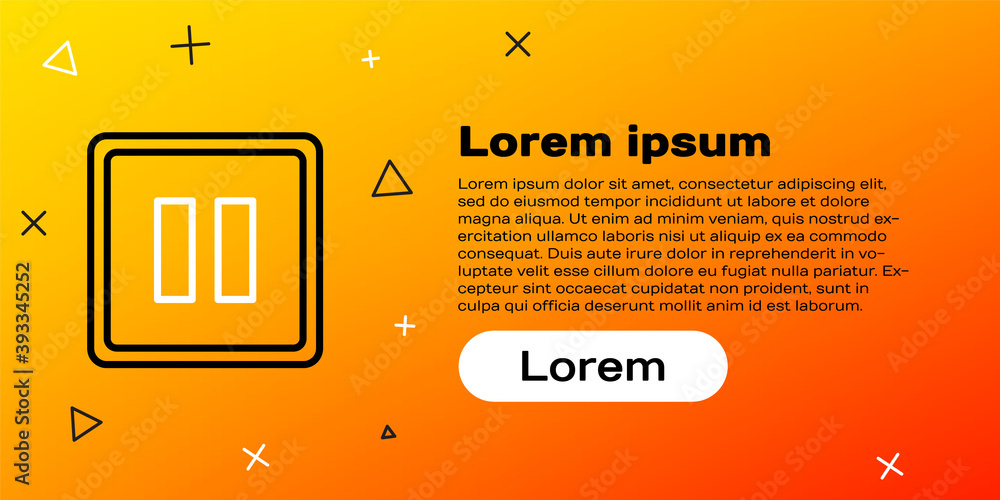 线路暂停按钮图标隔离在黄色背景上。彩色轮廓概念。矢量插图。