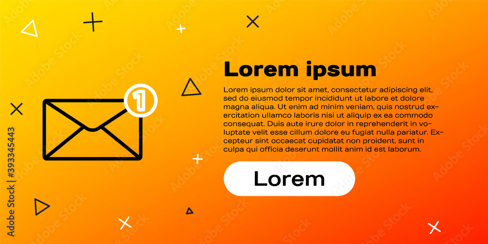 黄色背景上隔离的Line Envelope图标。收到消息概念。新的，电子邮件传入混乱