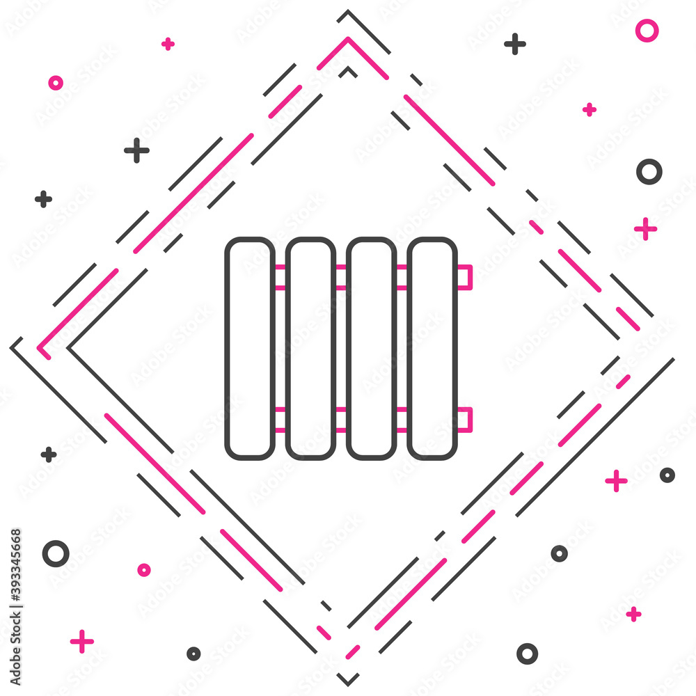 白色背景上隔离的Line Heating散热器图标。彩色轮廓概念。矢量插图