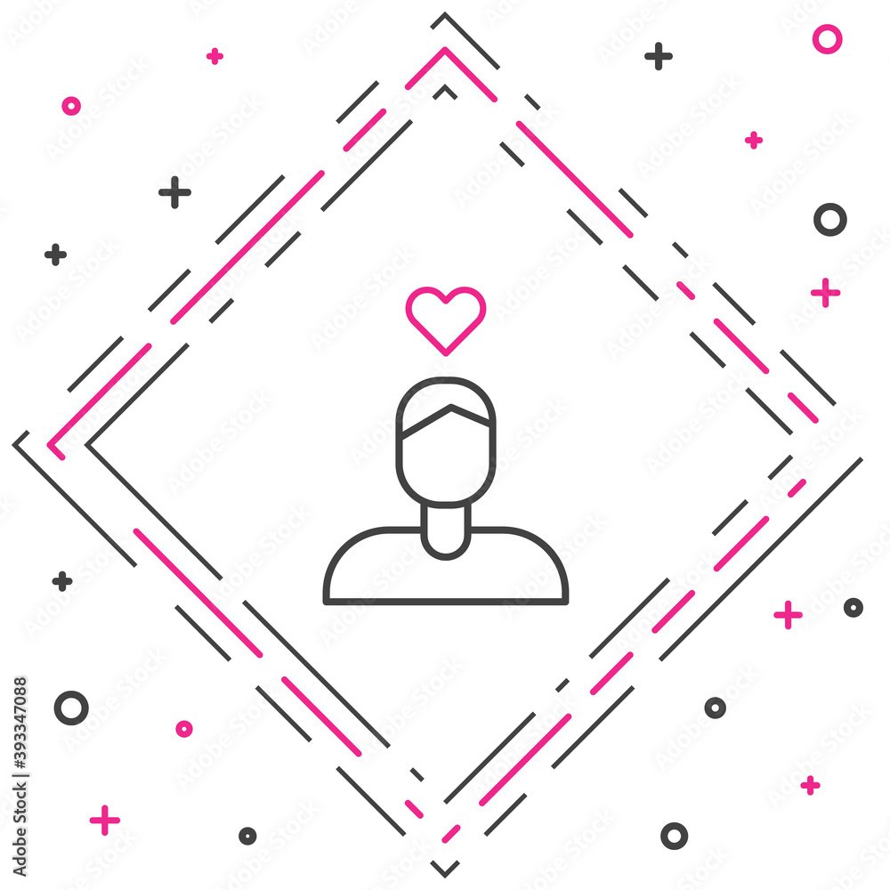 Line Romantic man icon isolated on white background. Happy Valentines Day. Colorful outline concept.