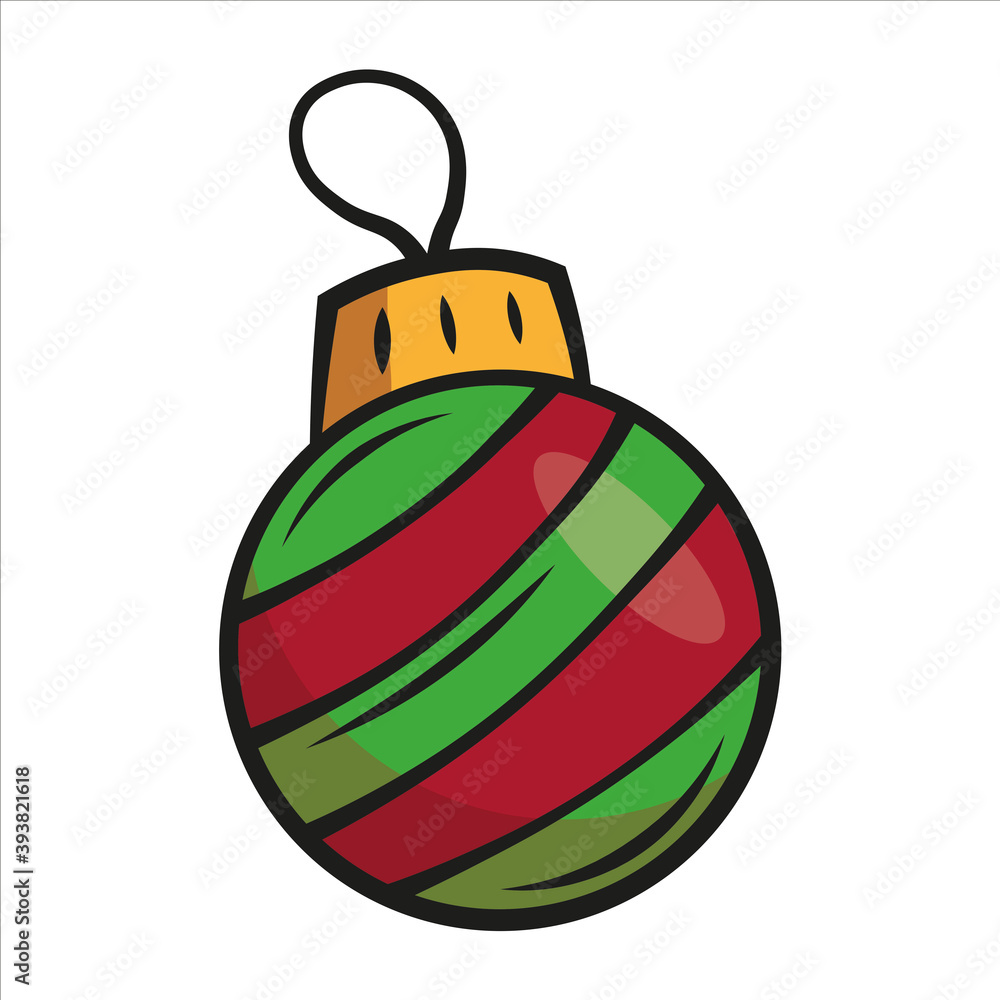 simple vector eps illustration icon of a christmas tree ball new year with green and red on white ba