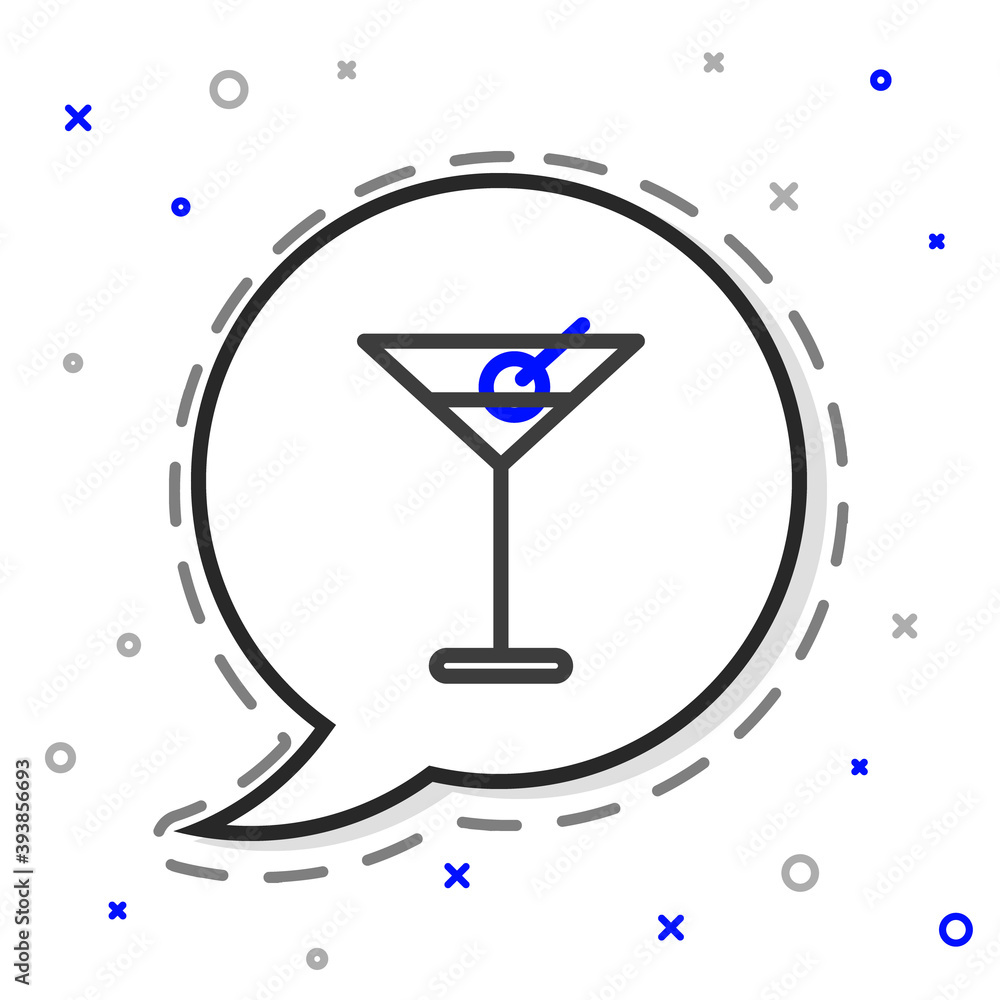 Line Martini glass icon isolated on white background. Cocktail icon. Wine glass icon. Colorful outli