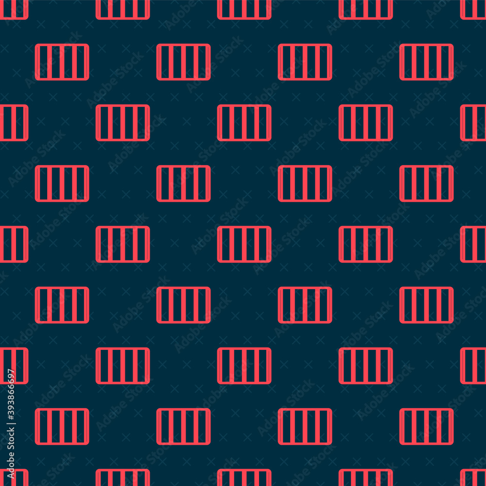 Red line Color palette guide icon isolated seamless pattern on black background. Modular grid. Vecto