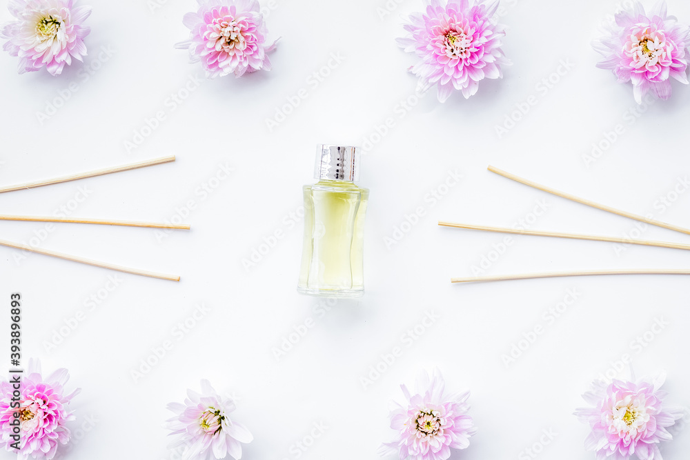 floral fragrance diffuser for air freshness on white background top view