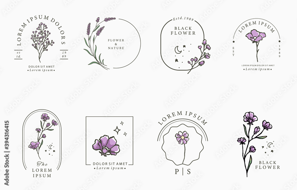 Beauty lavender collection.Vector illustration for icon,sticker,printable and tattoo