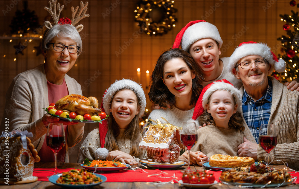 family celebrating Christmas