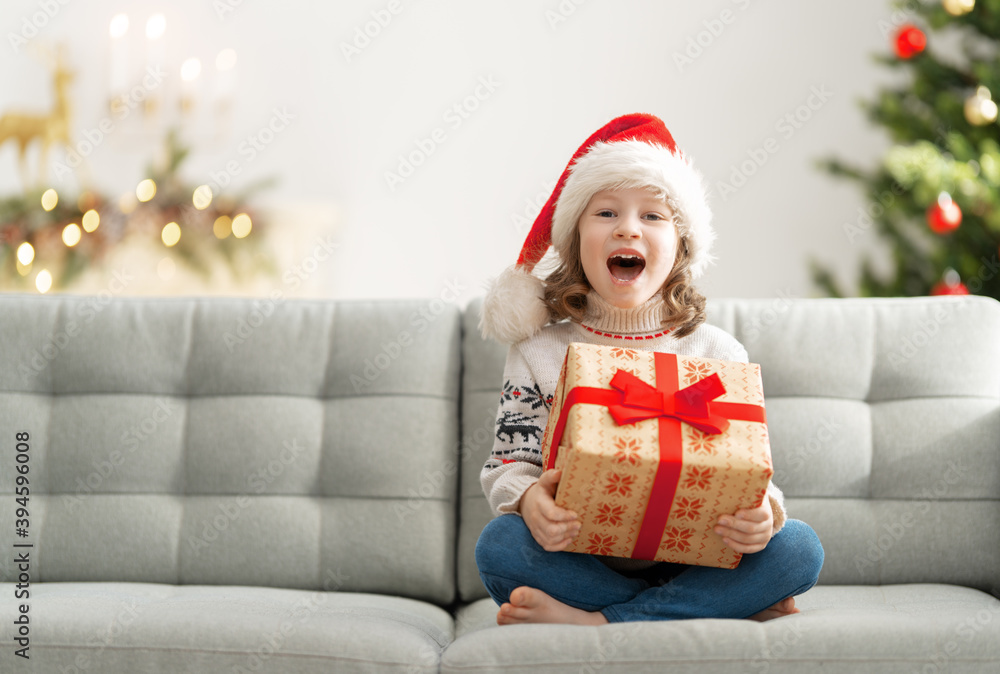 girl with Christmas gift