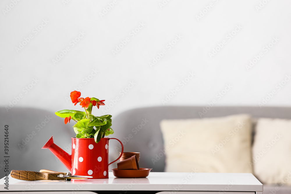 Gardening tools on table indoors