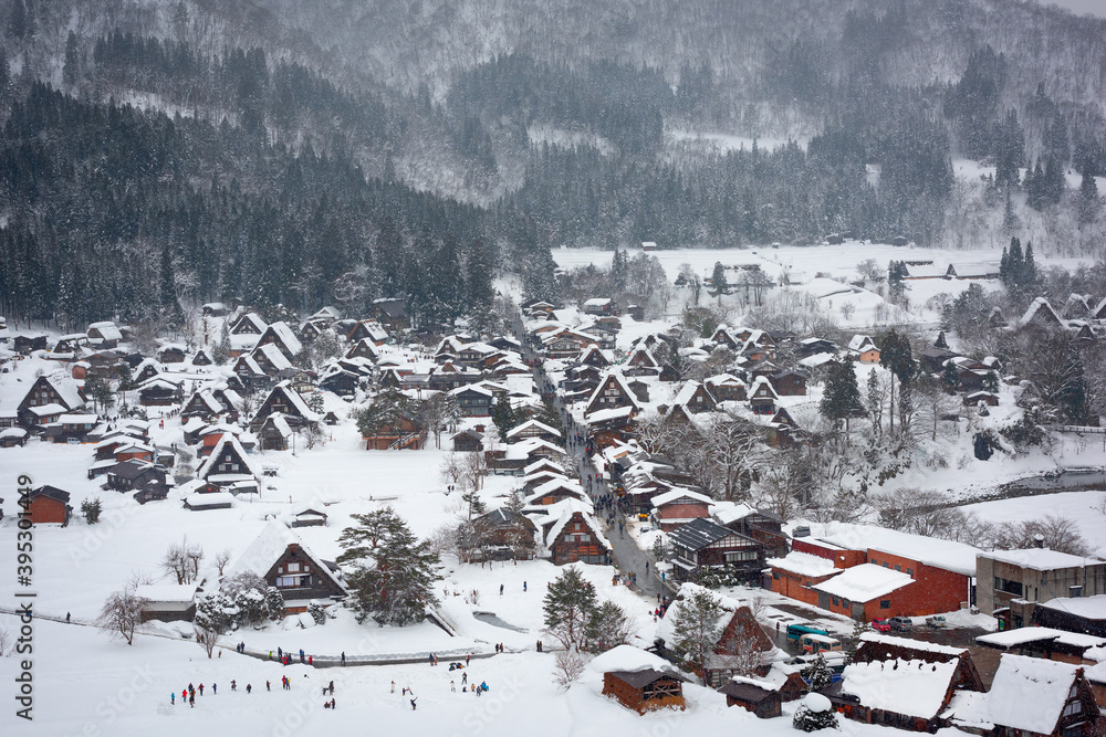 白川村，日本冬季村