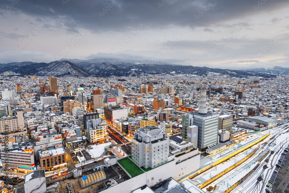 Yamagata, Japan Downtown Skyline