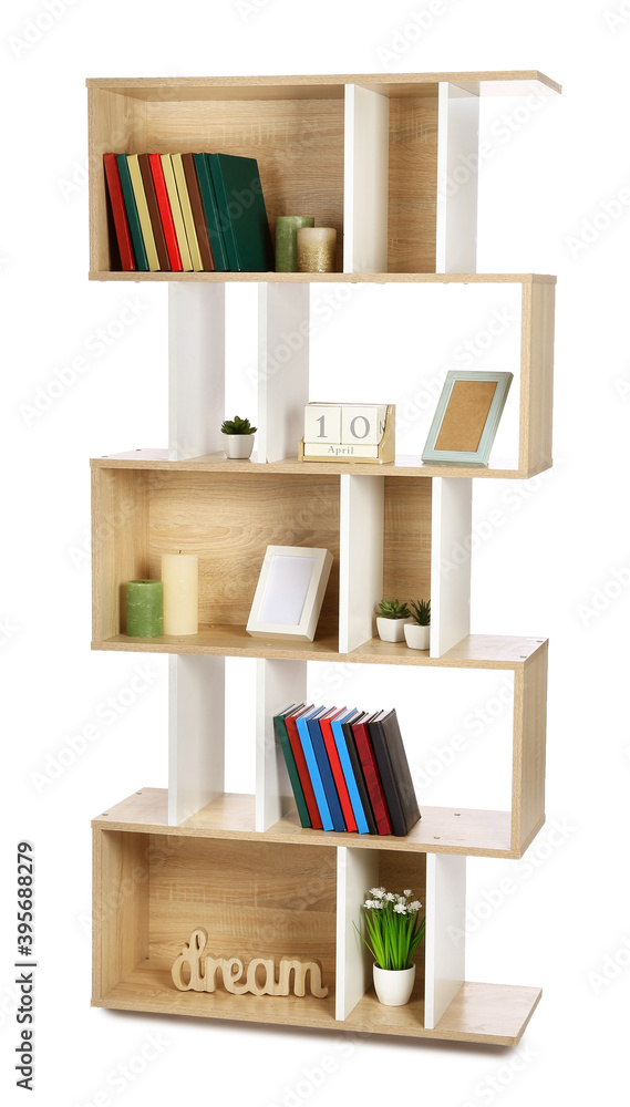 Modern shelf unit on white background