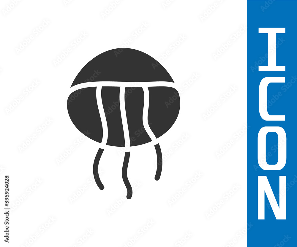 Grey Jellyfish icon isolated on white background. Vector.