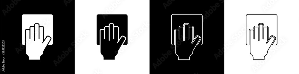 Set Cleaning service icon isolated on black and white background. Vector.