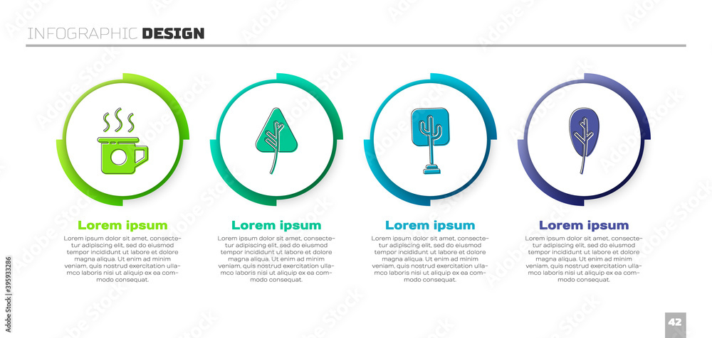 Set Cup of tea, Leaf or leaves, Tree and Leaf or leaves. Business infographic template. Vector.