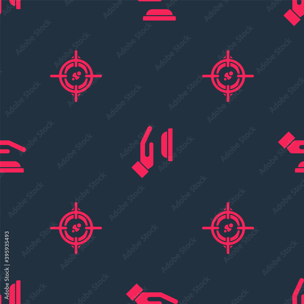 Set Eye scan and Palm print recognition on seamless pattern. Vector.