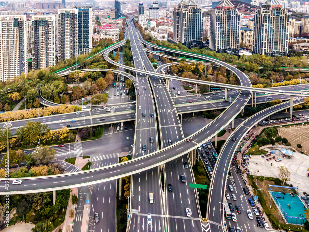 Aerial photography overpasses in modern Chinese cities