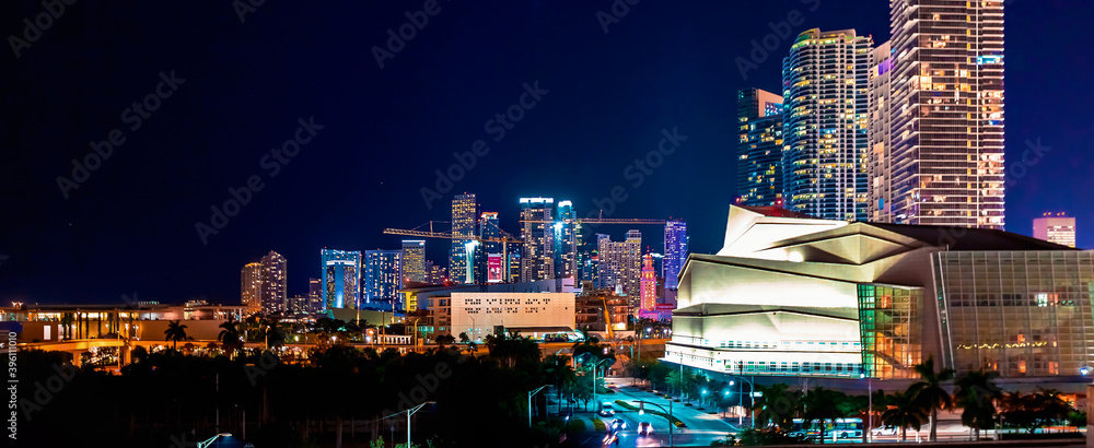 View of Downtown Miami city at night