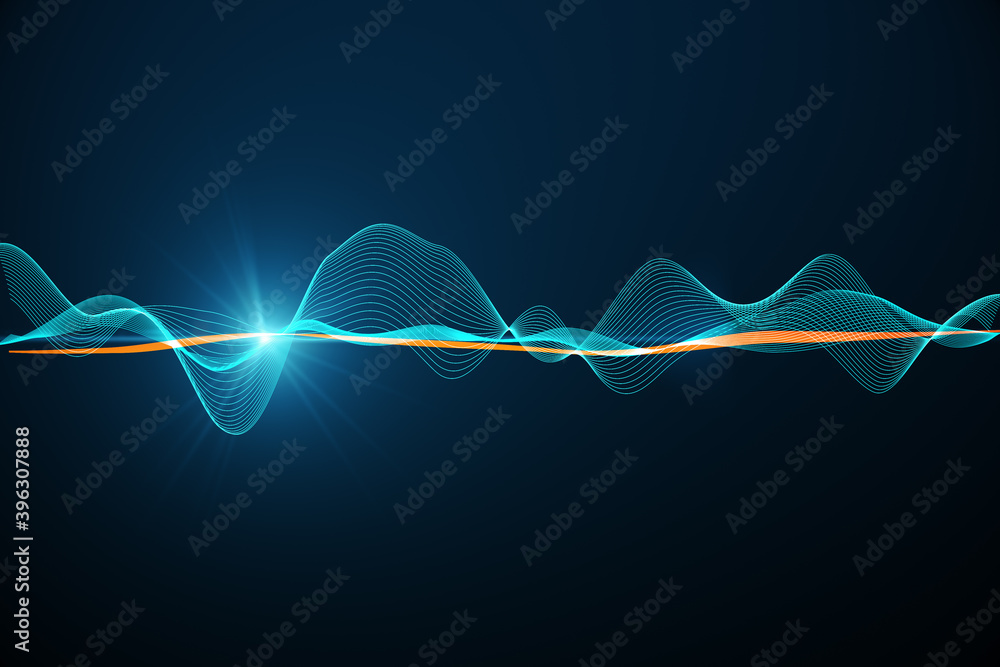 Abstract digital blue wave background.