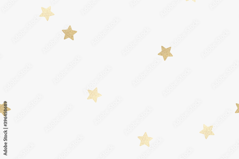 Shimmery gold stars pattern off white background