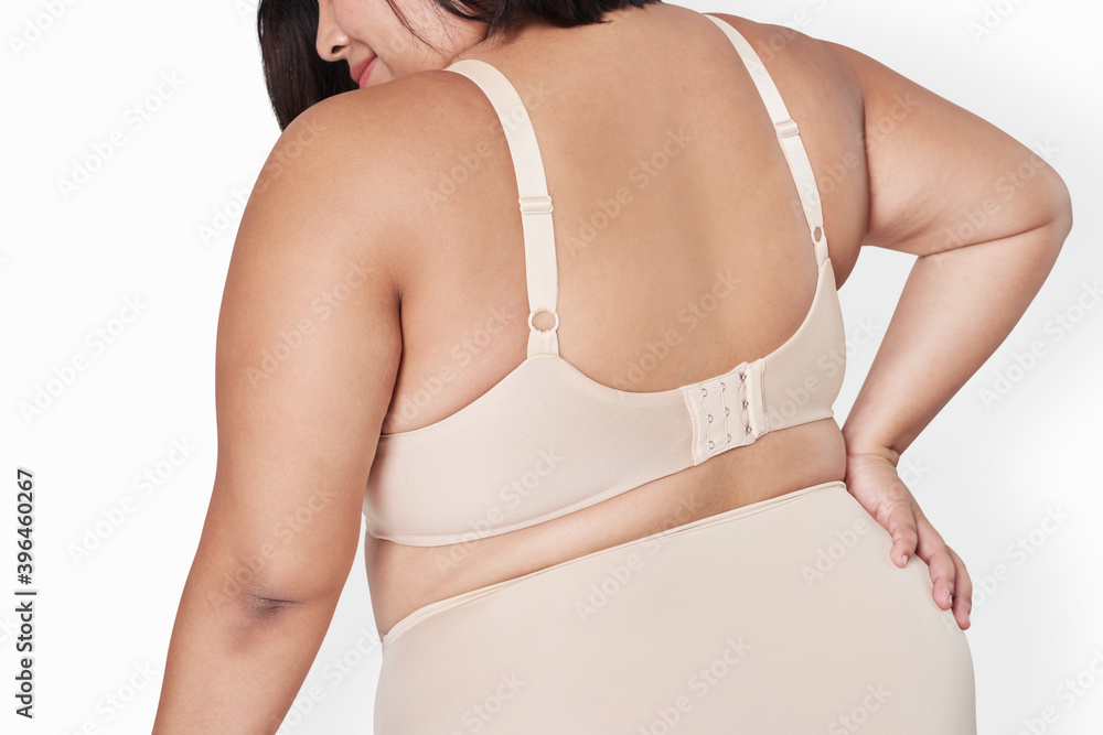 Plus size fashion beige underwear apparel mockup