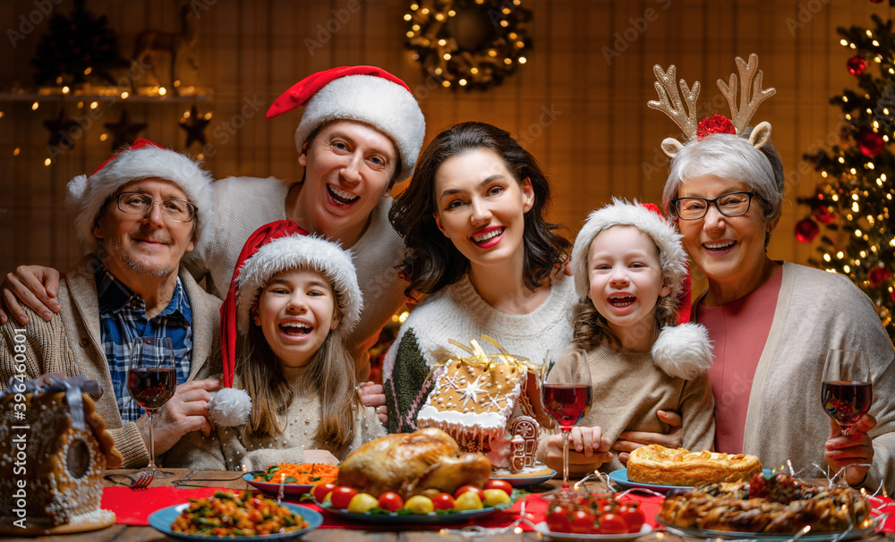 family celebrating Christmas