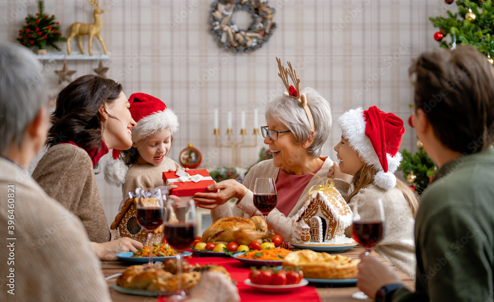 family celebrating Christmas