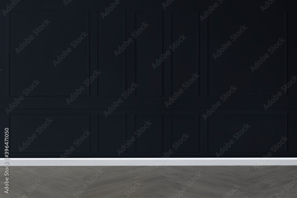 Blank dark wall mockup in a living room