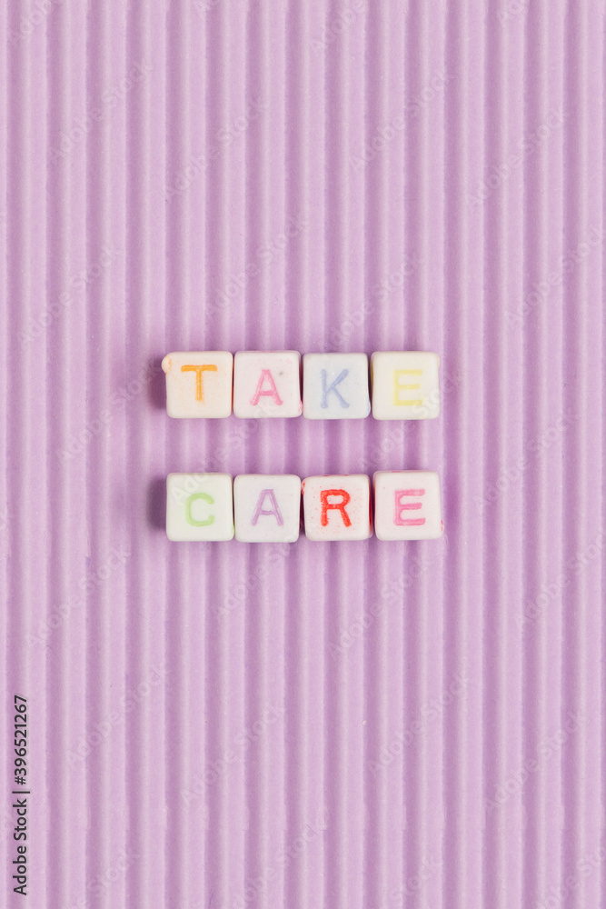 TAKE CARE lettering beads word typography