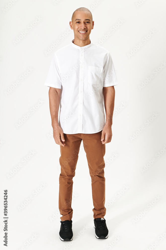 Happy man in a white shirt mockup