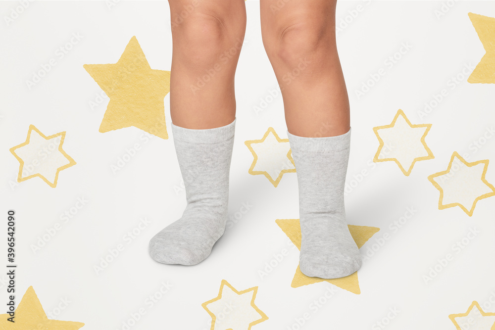 Kid's white socks in studio