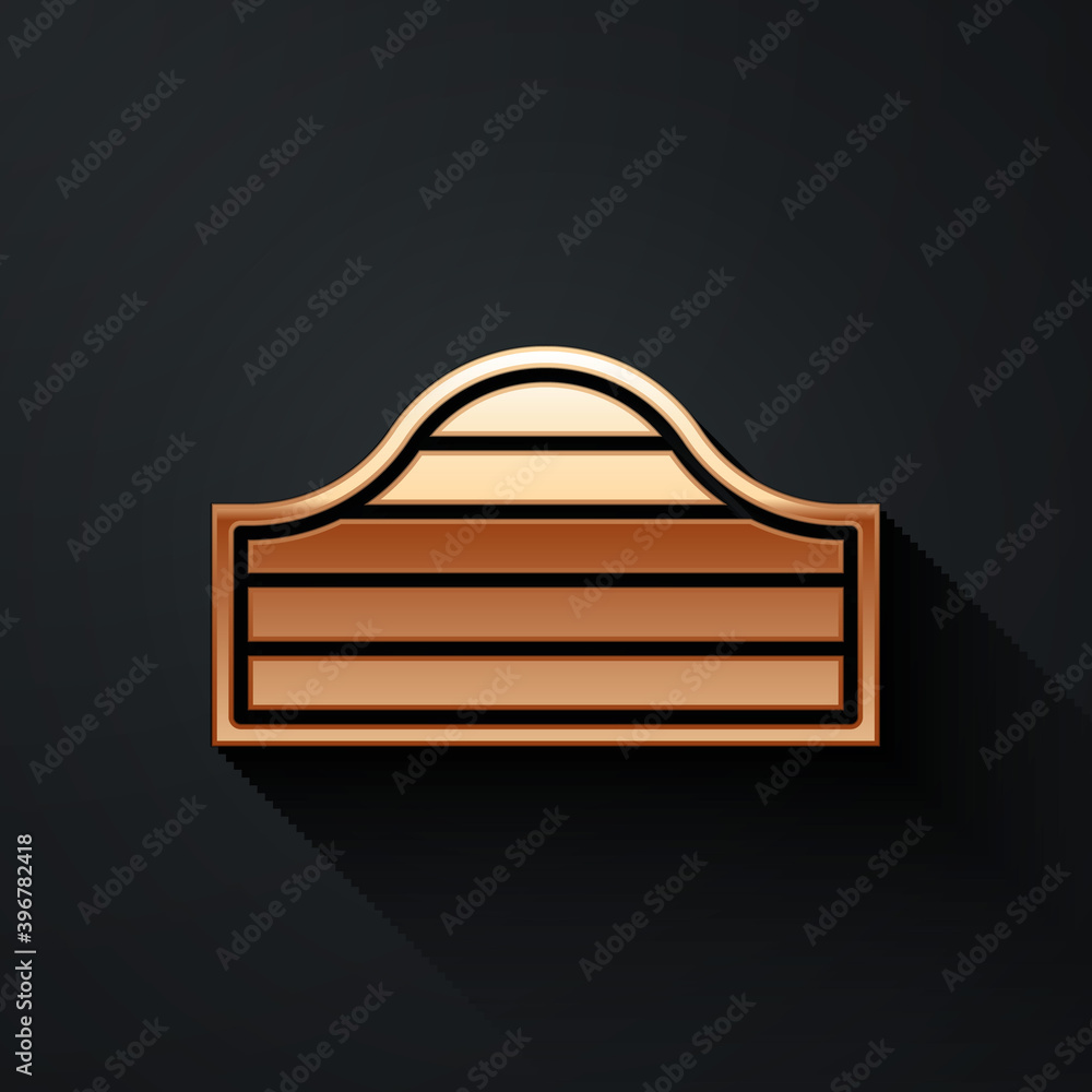 Gold Old western swinging saloon door icon isolated on black background. Long shadow style. Vector.