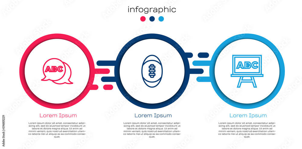 设置字母表、美式足球和黑板。商业信息图模板。矢量。