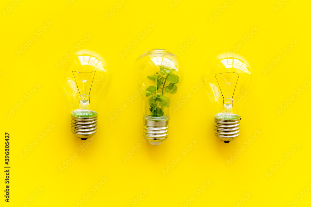 Light bulb with green grass - renewable energy eco concept